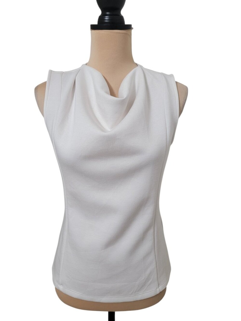 Banana Republic Size S White Soft-Touch Scuba Drape Neck Sleeveless Top